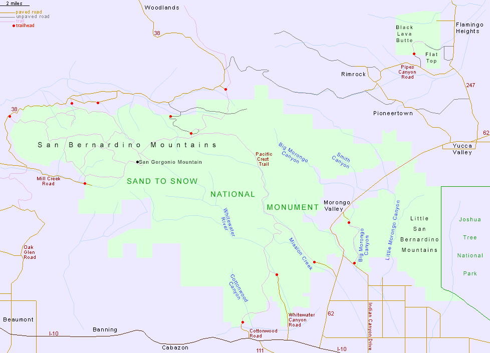 Map of Sand to Snow National Monument