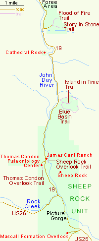 Map of the Sheep Rock Unit, John Day Fossil Beds National Monument