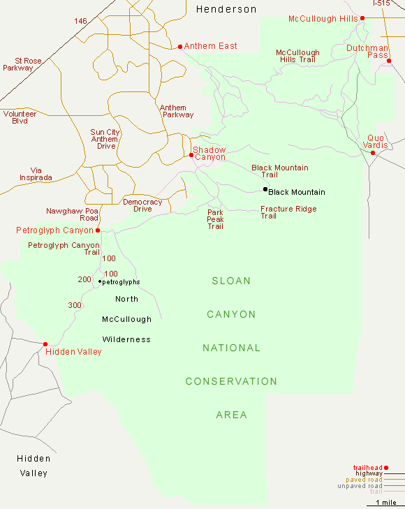Map of Sloan Canyon National Conservation Area