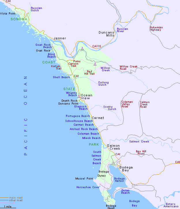 Map Of Sonoma Coast State Park California