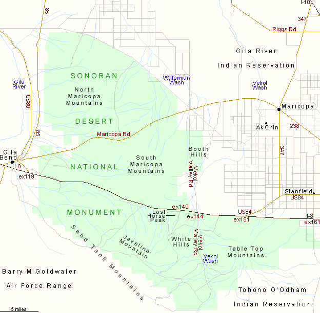 Map of Sonoran Desert National Monument