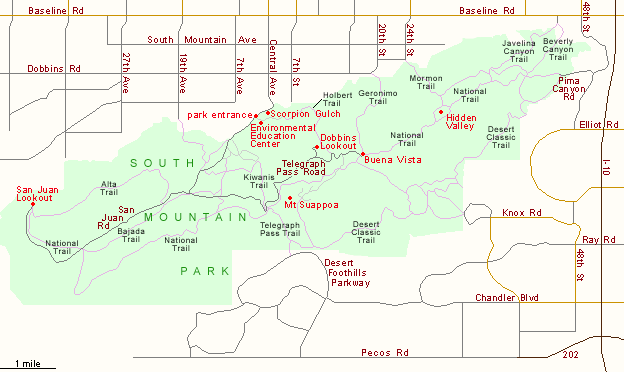 Map of South Mountain Park