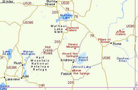 Map of southeast Oregon