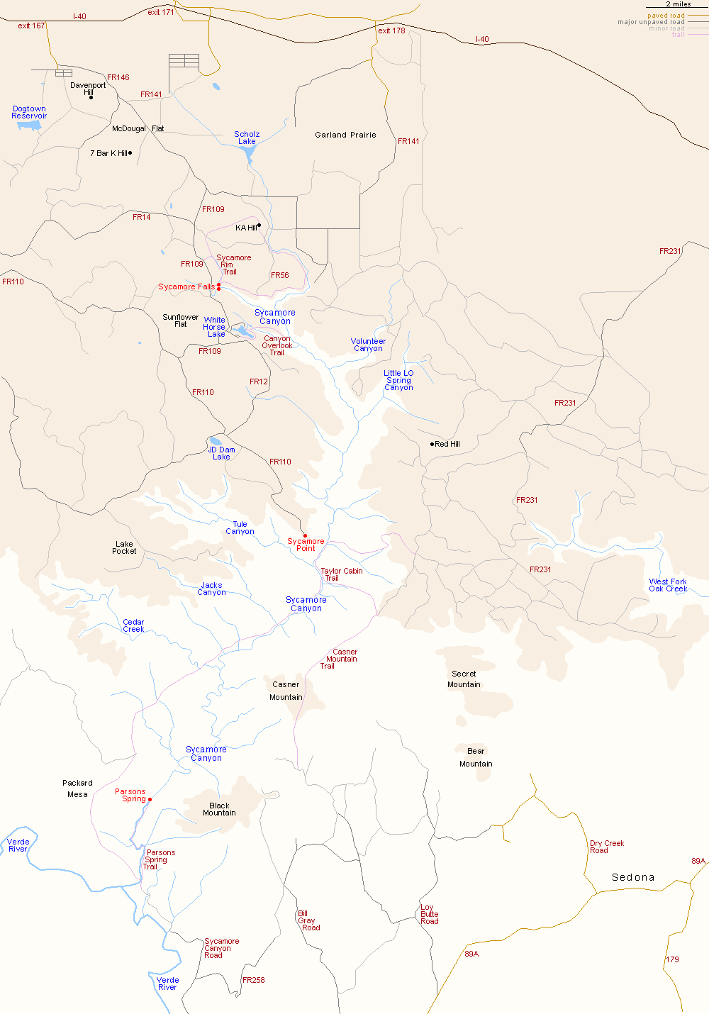 Map of Sycamore Canyon