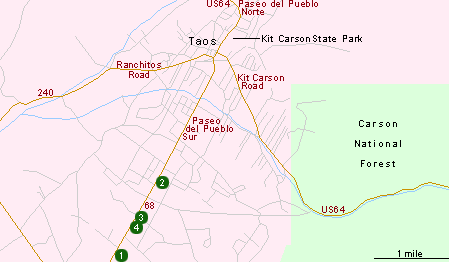 Map of Hotels in Taos