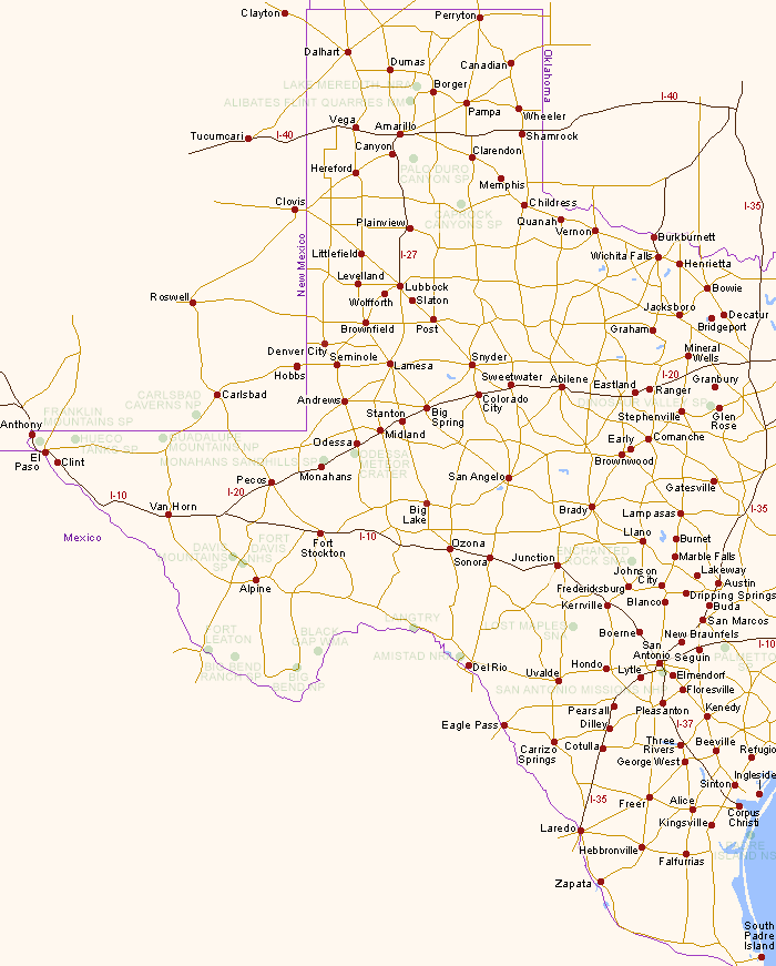Map of Hotels in Texas