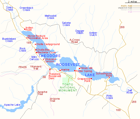 Map of Theodore Roosevelt Lake