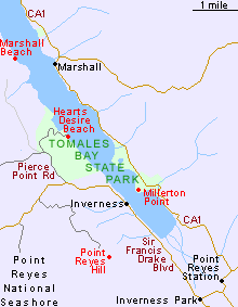 Map of Tomales Bay State Park
