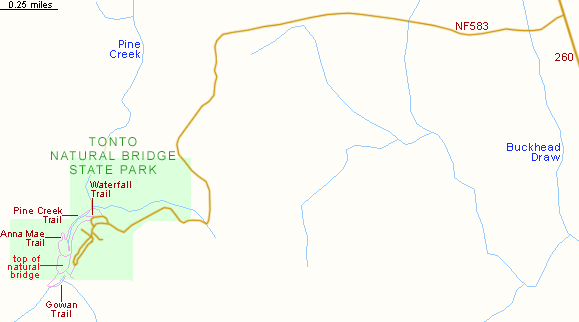 Map of Tonto Natural Bridge State Park