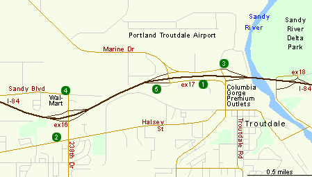 Map of Hotels in Troutdale