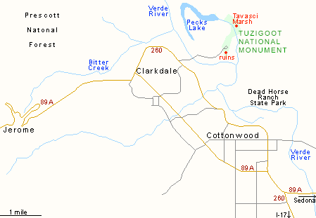 Map of Tuzigoot National Monument