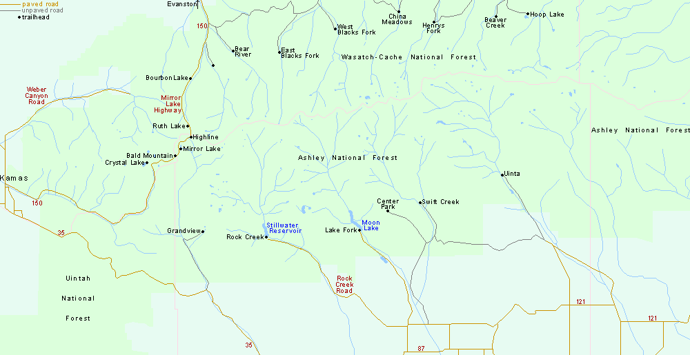 Map of the Uinta Mountains