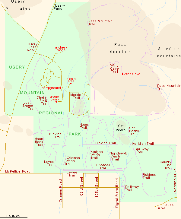 Map of Usery Mountain Regional Park