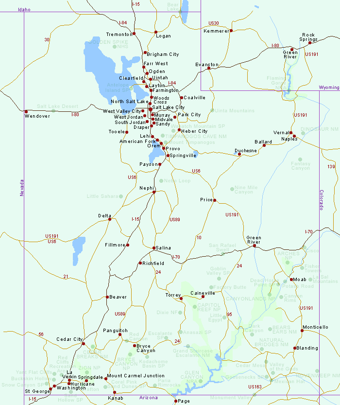 Map of Utah Hotel Locations