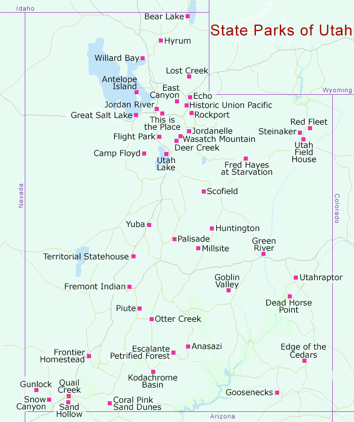 Map of state parks in Utah