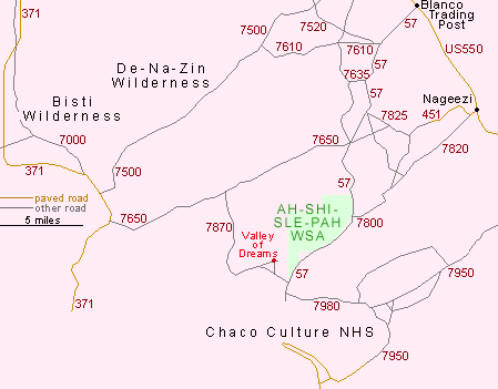 Map of Ah-Shi-Sle-Pah and Valley of Dreams