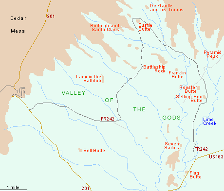 Map of the Valley of the Gods