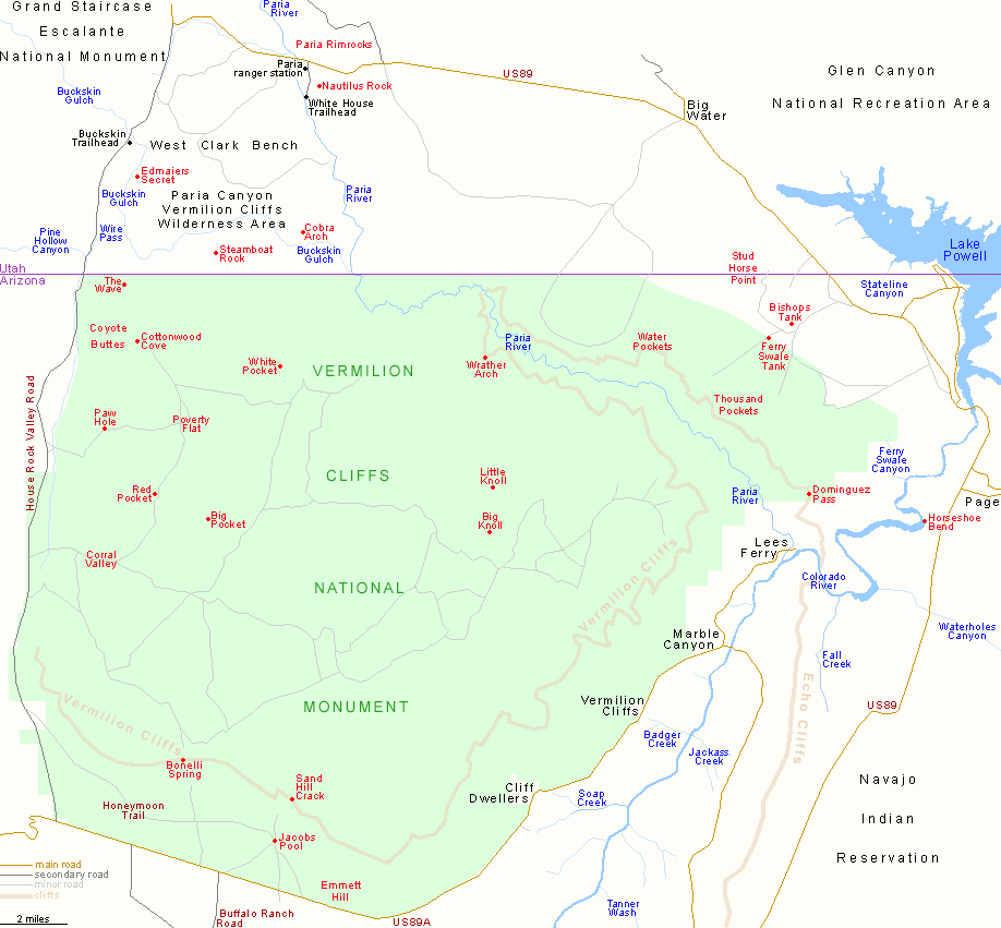 Map of Vermilion Cliffs National Monument