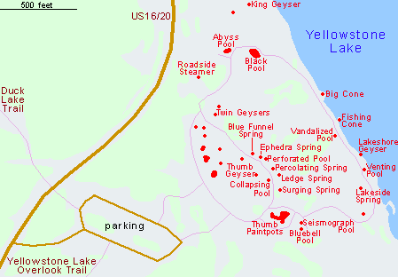 Map of West Thumb Geyser Basin