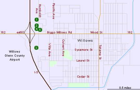 Map of Hotels in Willows