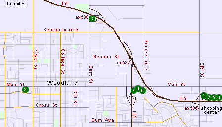 Map of Hotels in Woodland