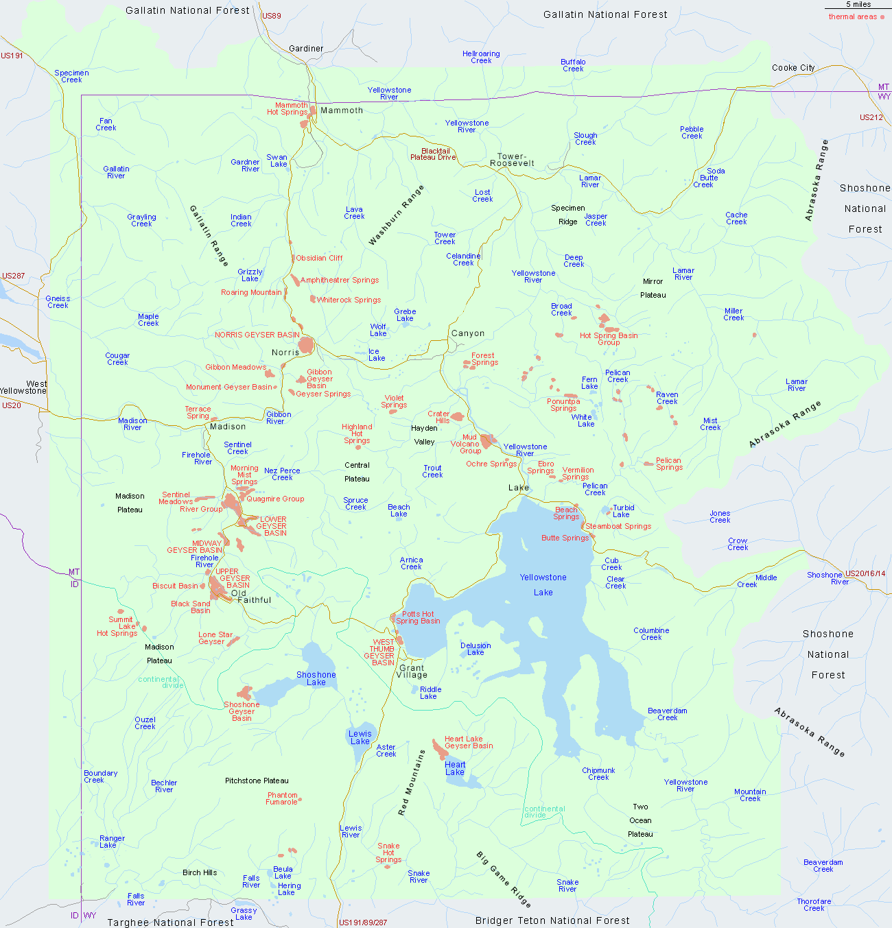 Map of Yellowstone National Park