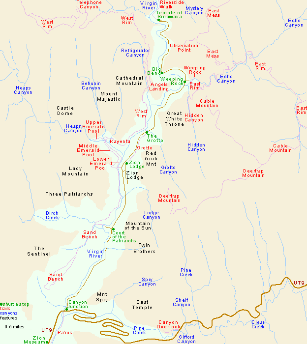 zion national park map pdf Map Of Zion Canyon Zion National Park Springdale Utah zion national park map pdf