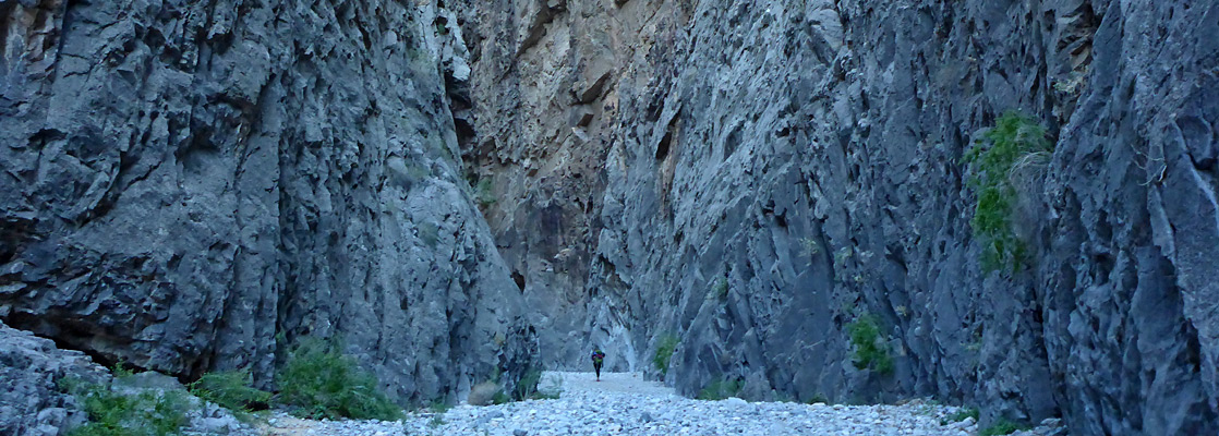 Hiker in the deepest part of the narrows