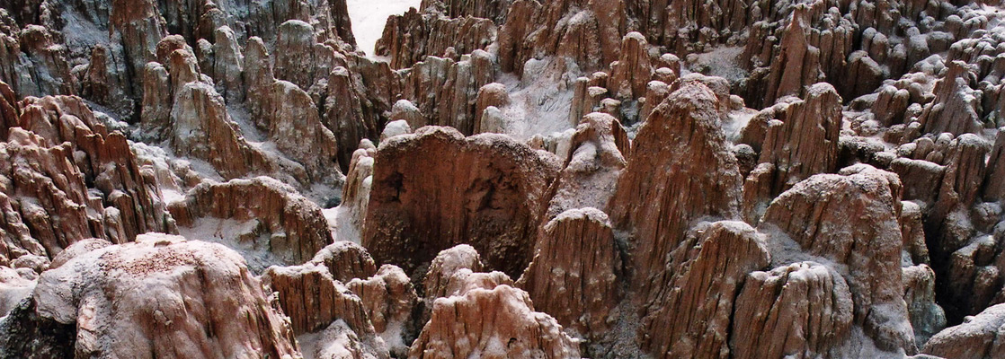 Smooth, fluted formations at the edge of Cathedral Gorge