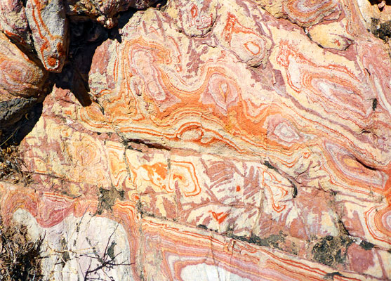 Multicolored shapes in the sandstone