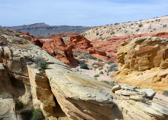 Red, orange, grey and yellow rocks