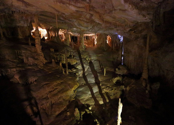 Alcove in Lehman Cave, with columns, straws and stalagmites