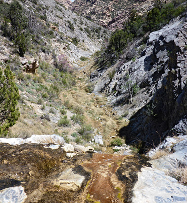 Above a waterfall