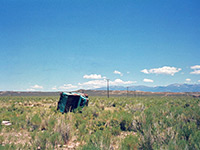 Old car along I-80