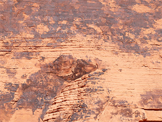 Petroglyphs on a high cliff