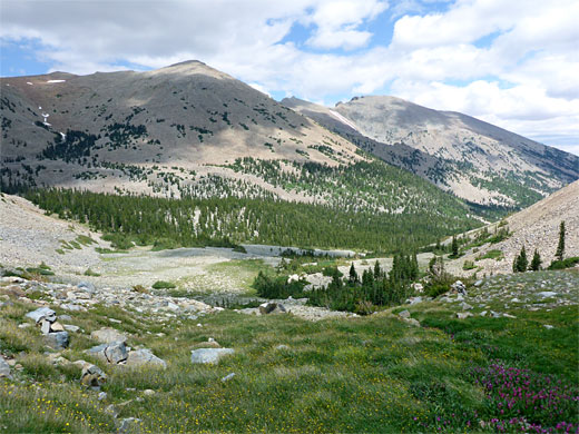 Baker Peak, above the upper end of the valley of Baker Creek