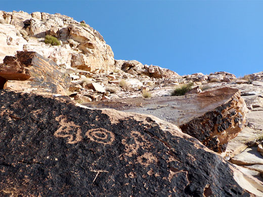 Petroglyphs on a boulder