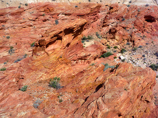 Jagged, multicolored sandstone slickrock