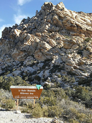 Sign for La Madre Mountains Wilderness Area