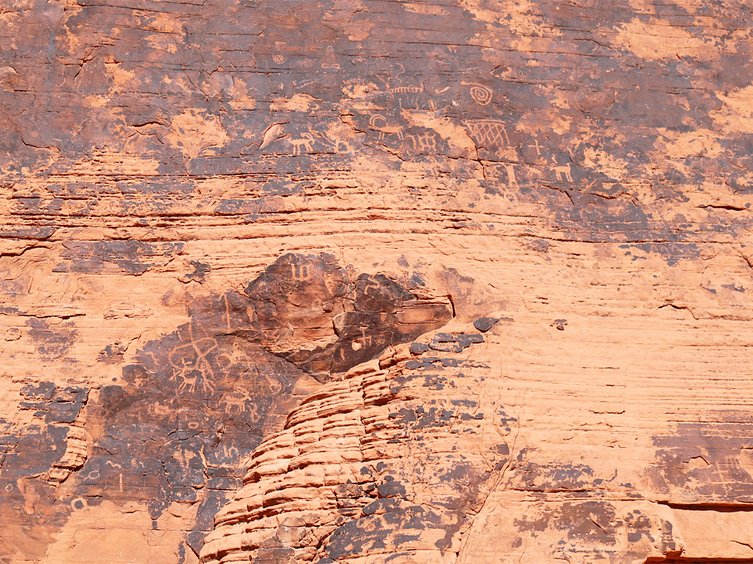 Petroglyphs on a high cliff
