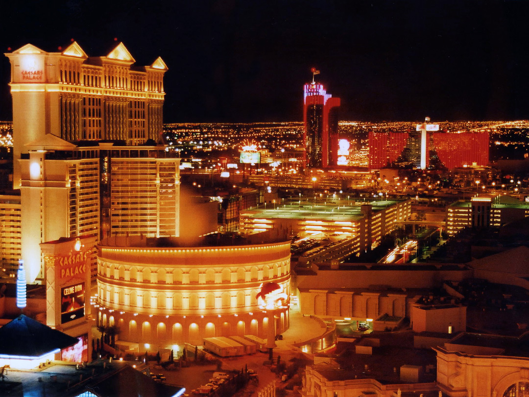 Caesars Palace at night