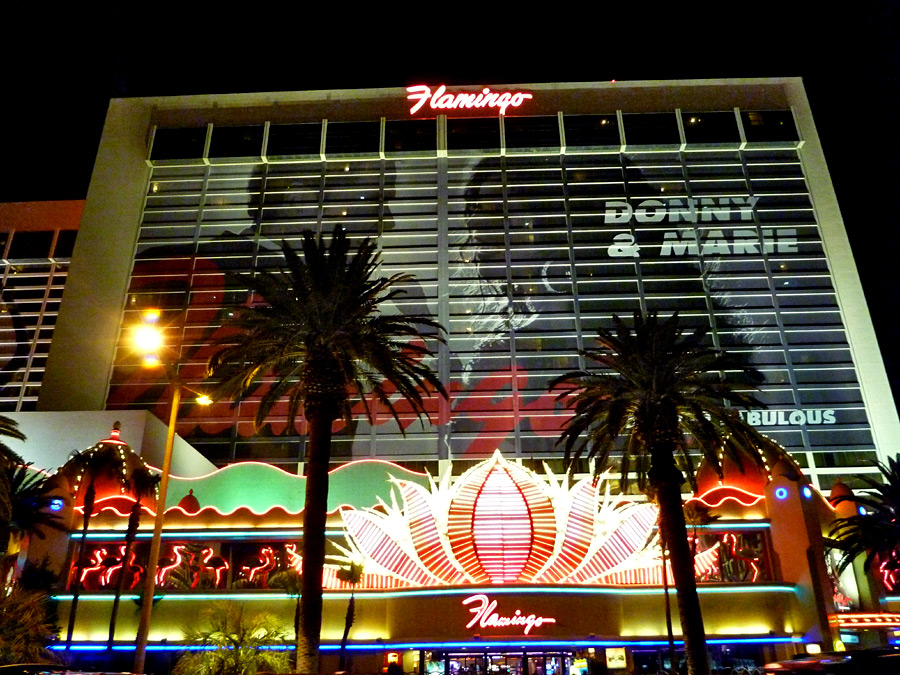 Illuminated signs at the front of the casino