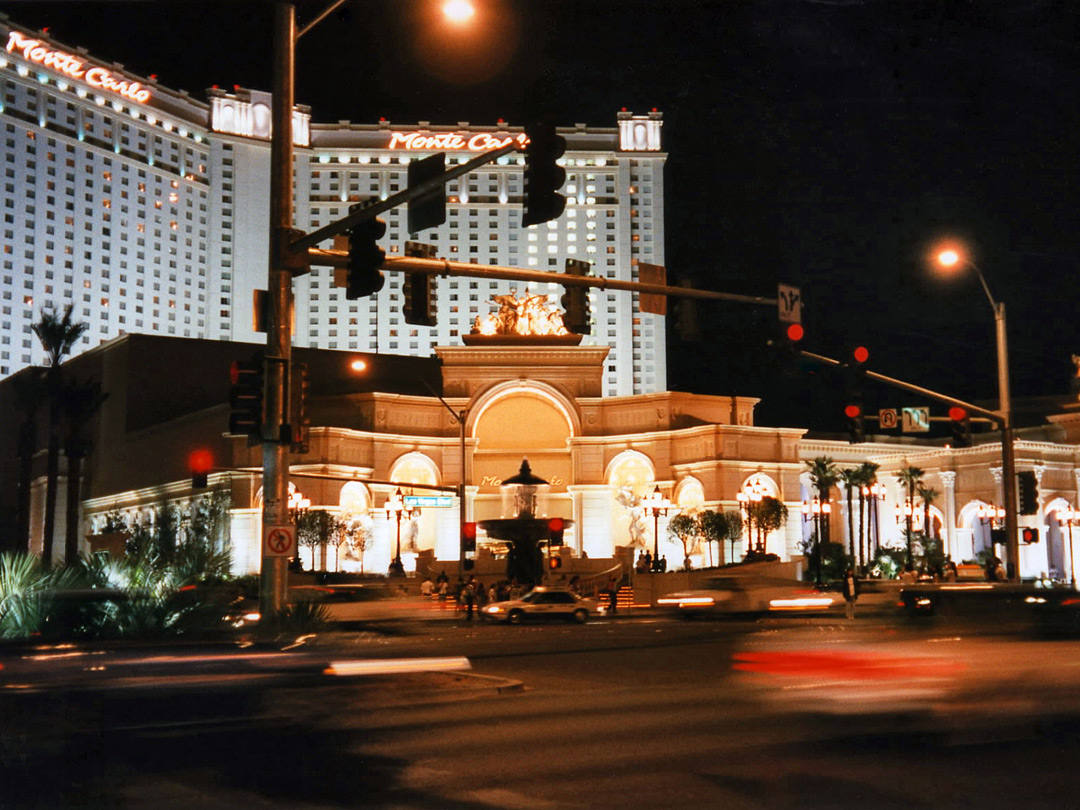 White lighting at the front of the casino