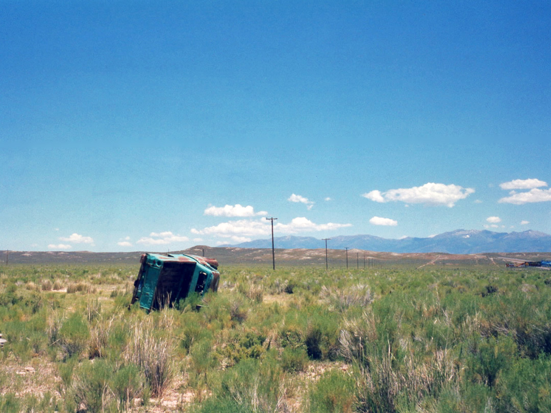 Old car along I-80