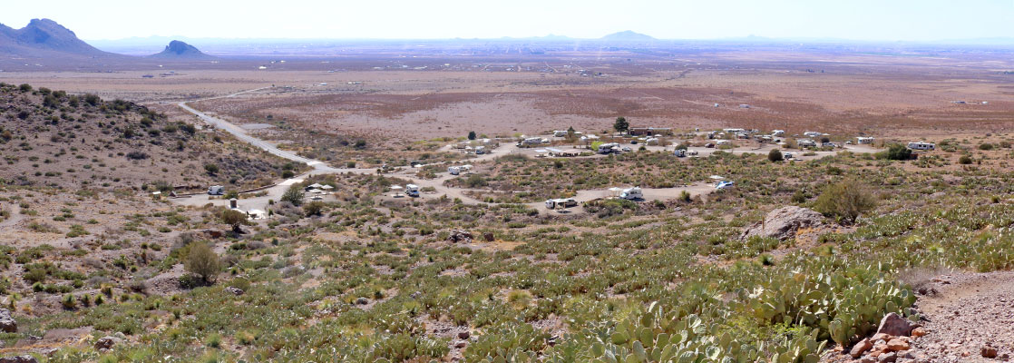 View west from the side of the mountains over the Deming plain