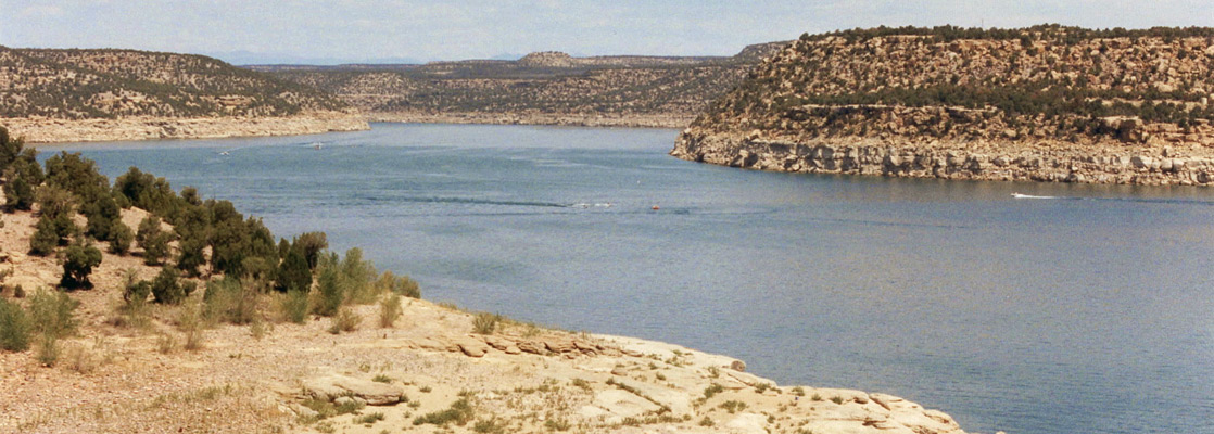 View above the Navajo Lake marina, looking north