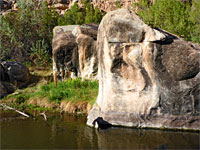 Rocks beside a pool