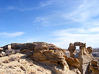 Balanced rock and a petrified tree