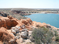 Red rocks above Lea Lake