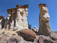 Hoodoos and a boulder